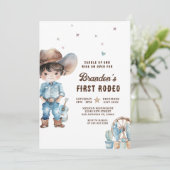 Westerne Cowboy Eerste Rodeo Verjaardagsfeestje Kaart (Staand voorkant)