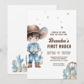 Westerne Cowboy Eerste Rodeo Verjaardagsfeestje Kaart (Voorkant / Achterkant)