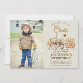 Westerne Cowboy Eerste Rodeo Verjaardagsfoto Kaart (Voorkant)