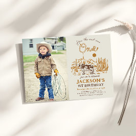  Westerne Cowboy Eerste Rodeo Verjaardagsfoto Kaart