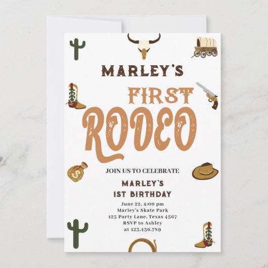 Westerne cowboy eerste verjaardag rodeo wild baby  kaart (Voorkant)