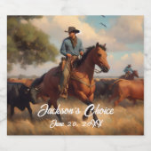 Westerne Cowboy en Bay Horse Bier Etiket (Enkel label)