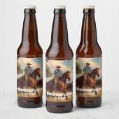 Westerne Cowboy en Bay Horse Bier Etiket (Flessen)