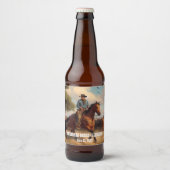 Westerne Cowboy en Bay Horse Bier Etiket (Voorkant)