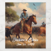 Westerne Cowboy en Bay Horse Wijn Etiket (Enkel label)