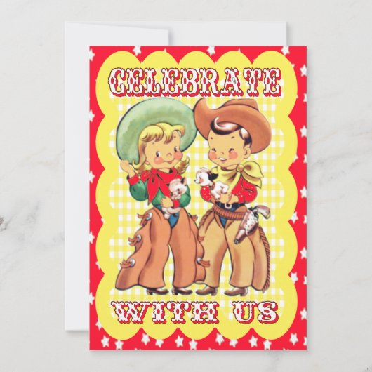 Westerne cowboy en cowgirl feestuitnodiging kaart (Voorkant)