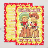 Westerne cowboy en cowgirl feestuitnodiging kaart (Voorkant / Achterkant)