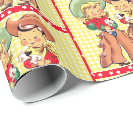 Westerne cowboy en cowgirl Kinder Gift Wrapping Cadeaupapier (Rol Hoek)