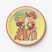 Westerne cowboy en cowgirl Kinder partij Papieren Bordje (Voorkant)