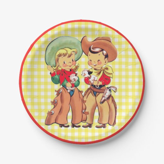 Westerne cowboy en cowgirl Kinder partij Papieren Bordje (Voorkant)