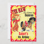 Westerne cowboy en paard verjaardagsfeestuitnodigi kaart (Voorkant)