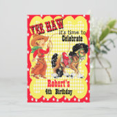 Westerne cowboy en paard verjaardagsfeestuitnodigi kaart (Staand voorkant)