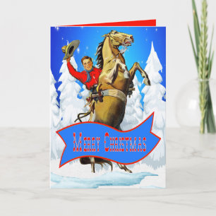 Westerne cowboy en paard vrolijke kerst Kaart