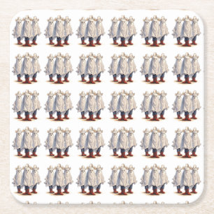 Westerne Cowboy Ghosts Spooky Halloween Pattern Kartonnen Onderzetters