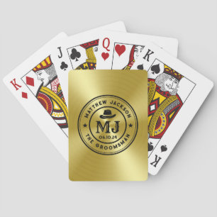 Westerne Cowboy  Gold Monogram Groomsmen Pokerkaarten