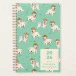 Westerne Cowboy Hondenhond Hound Groen gepersonali Planner<br><div class="desc">Bekijk deze 2025-planner - er staan jouw namen op en een leuk hondenpatroon in cowboy-petten op een mintgroene achtergrond. Perfect voor drukke moeders jongleren het allemaal! Het heeft ruimte voor afspraken, activiteiten en al het andere dat u moet bijhouden. Bovendien is het leuk genoeg om de planning een beetje leuker...</div>