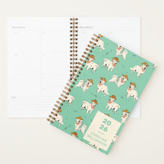 Westerne Cowboy Hondenhond Hound Groen gepersonali Planner (Display)