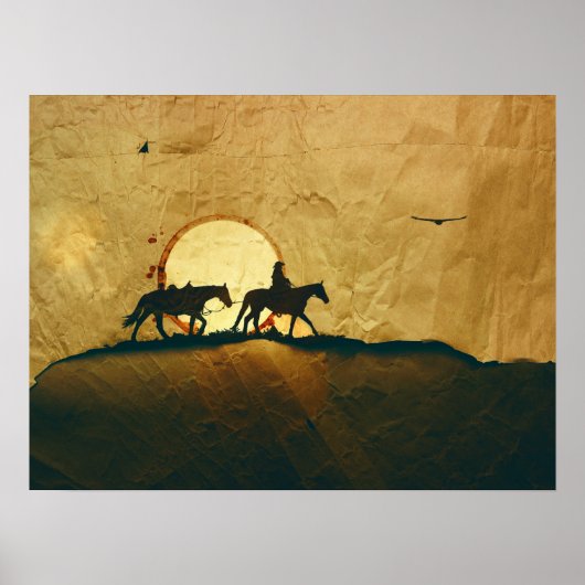 Westerne Cowboy Horseback Poster (Voorkant)