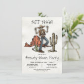Westerne Cowboy Howdy-Ween Party Halloween Kaart (Staand voorkant)