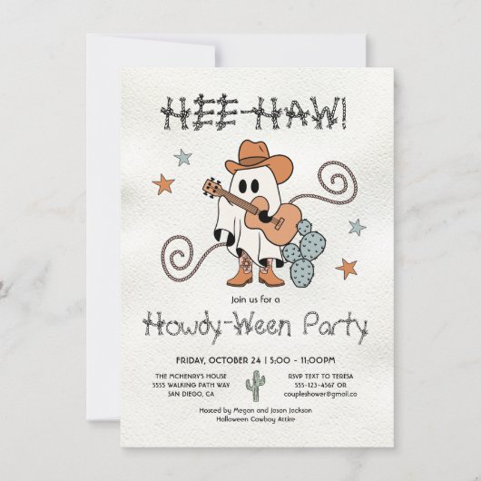 Westerne Cowboy Howdy-Ween Party Halloween Kaart (Voorkant)