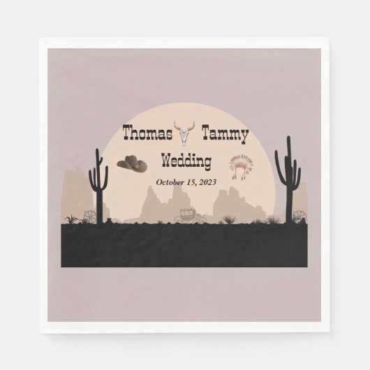 Westerne Cowboy & Indians thema bruiloft Servet (Voorkant)