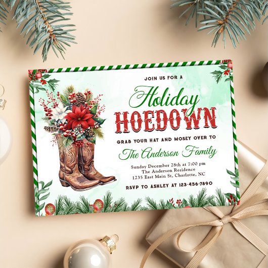 Westerne Cowboy Kerst Hoedown Party Kaart