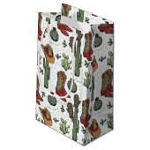 Westerne Cowboy Kerst Rood en Groen Klein Cadeauzakje (Achterkant Gekanteld)