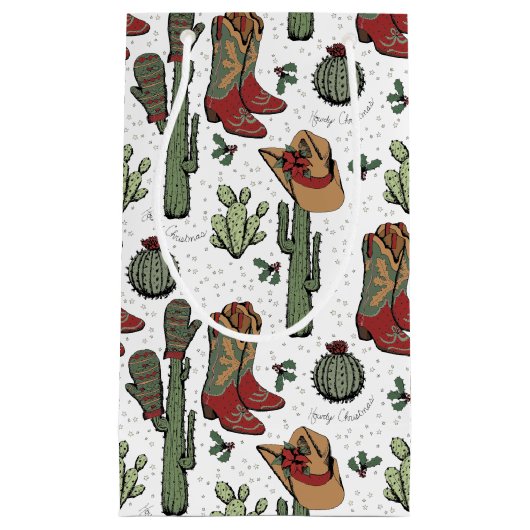 Westerne Cowboy Kerst Rood en Groen Klein Cadeauzakje (Voorkant)