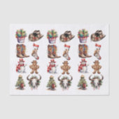 Westerne Cowboy Kerst Waterverf Tissuepapier (Voorkant)