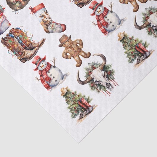 Westerne Cowboy Kerst Waterverf Tissuepapier (Detail)