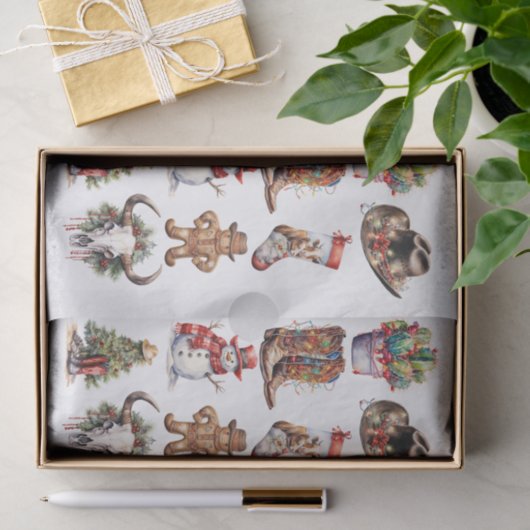 Westerne Cowboy Kerst Waterverf Tissuepapier (Geschenk)