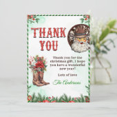 Westerne Cowboy Kerstfeest Bedankkaart (Staand voorkant)