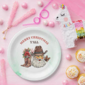 Westerne Cowboy Kerstfeest Papieren Bordje (Feest)