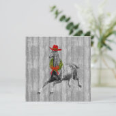 Westerne Cowboy-kerstman met Wreath Feestdagenkaart (Staand voorkant)