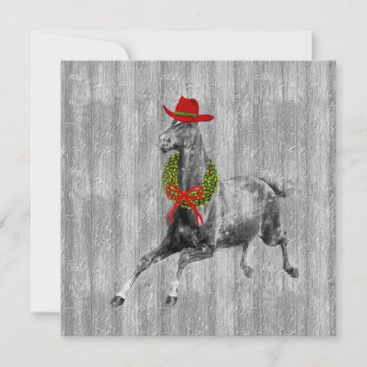 Westerne Cowboy-kerstman met Wreath Feestdagenkaart (Voorkant)
