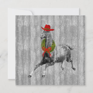 Westerne Cowboy-kerstman met Wreath Feestdagenkaart