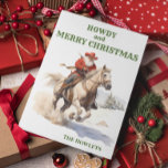 Westerne Cowboy kerstvakantie Feestdagenkaart<br><div class="desc">Dit ontwerp werd gecreeerd door digitale kunst. Het kan op het gebied worden gepersonaliseerd dat door de foto en/of de tekst te veranderen wordt verstrekt. Of het kan worden aangepast door de klik te kiezen om de andere optie aan te passen en de kleur op de achtergrond te verwijderen of...</div>