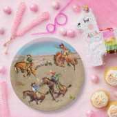  Westerne Cowboy-Kinderen op paarden Papieren Bordje (Feest)