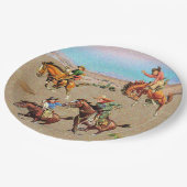  Westerne Cowboy-Kinderen op paarden Papieren Bordje (Gekanteld)