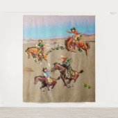  Westerne Cowboy-Kinderen op paarden Wandkleed (Voorkant)