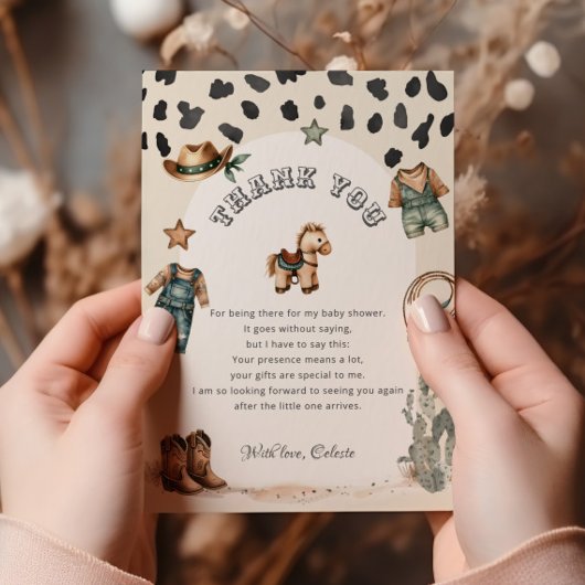 Westerne Cowboy Kleding Baby shower Bedankkaart