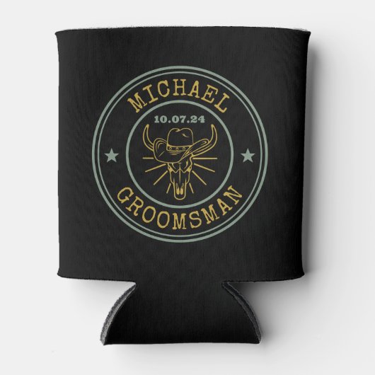 Westerne Cowboy Koe Logo Blikjeskoeler (Voorkant)