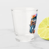 Westerne Cowboy Koken op BBQ Pit Custom Shot Glas (Links)