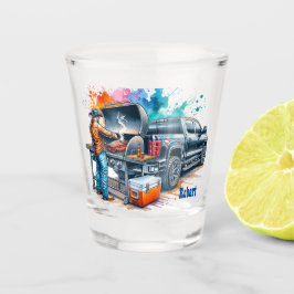 Westerne Cowboy Koken op BBQ Pit Custom Shot Glas
