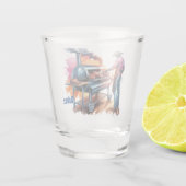 Westerne Cowboy Koken op BBQ Pit Custom Shot Glas (Achterkant)