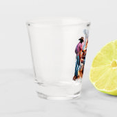 Westerne Cowboy Koken op BBQ Pit Custom Shot Glas (Links)