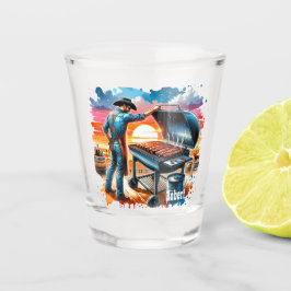 Westerne Cowboy Koken op BBQ Pit Custom Shot Glas