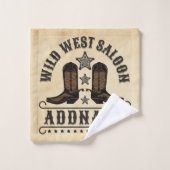 Westerne Cowboy laarzen ADD NAAM Sheriff Spurs Sal Bad Handdoek (Wasdoekje)
