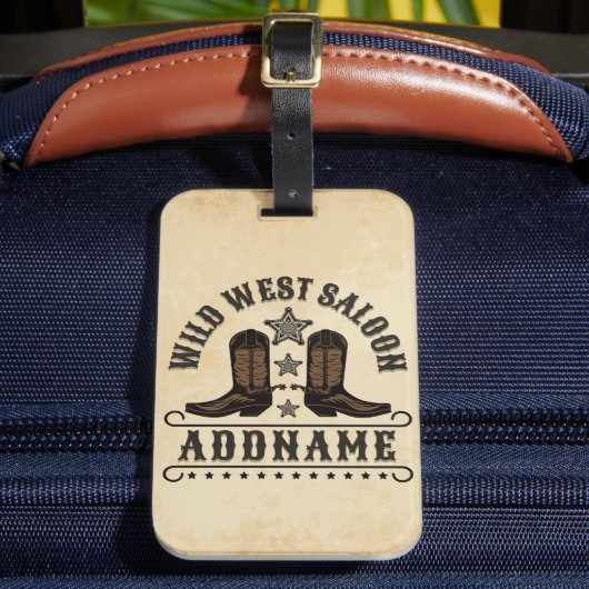Westerne Cowboy laarzen ADD NAAM Sheriff Spurs Sal Bagagelabel (Voorkant Insitu 2)