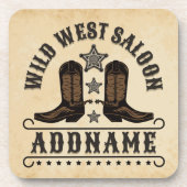 Westerne Cowboy laarzen ADD NAAM Sheriff Spurs Sal Bier Onderzetter (Voorkant)